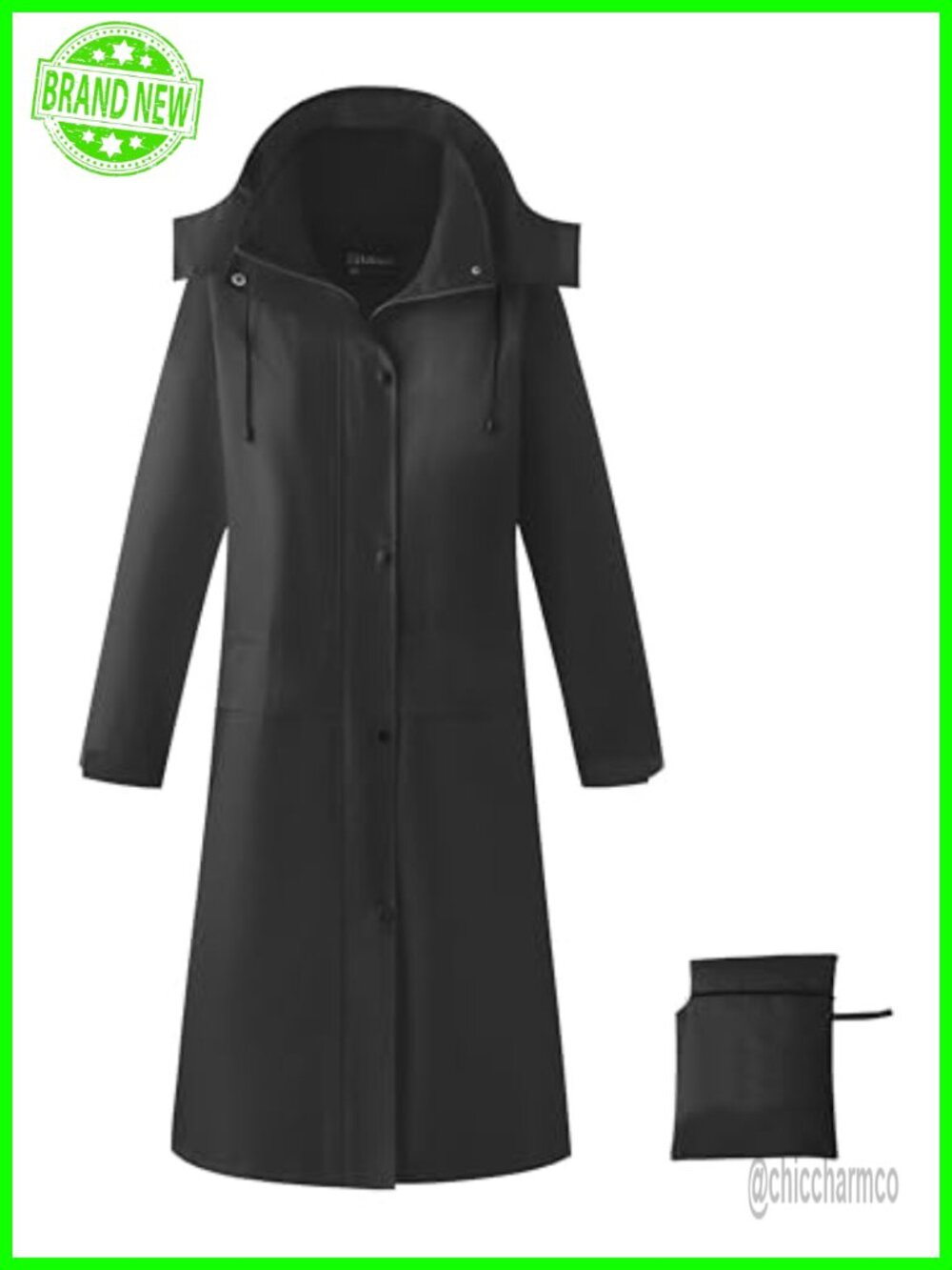 Ubon Women's Waterproof Long Raincoat with Detachable Hood